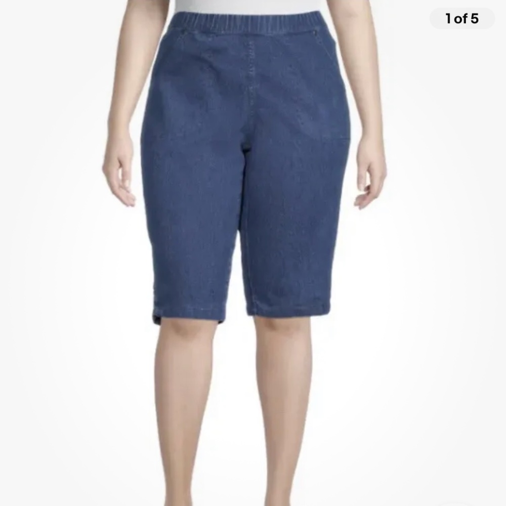 Just My Size Women’s Med. Stonewash Denim Crisscross Stretch Skimmers 1X NEW
